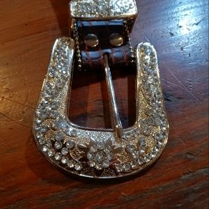 Gorgeous Rhinestone Western Belt Genuine Leather XL NWOT